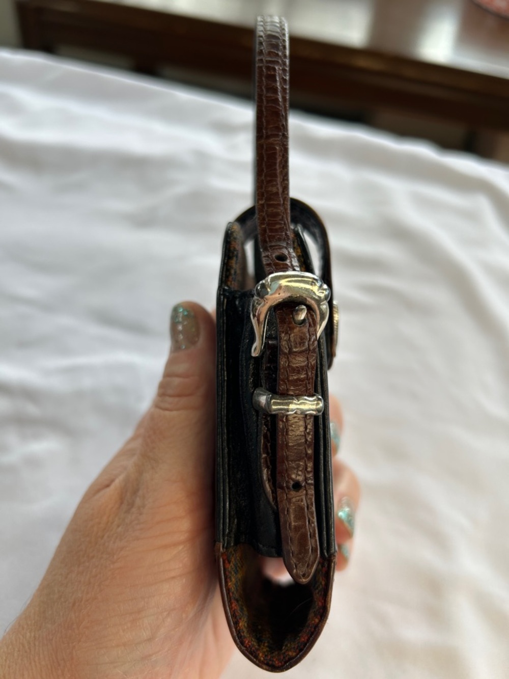 Vintage Brighton Leather Croc Embossed Cell Phone Case - Picture 5 of 9